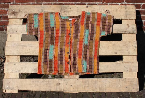 Blouse ikat Pedro, 60 cm kort, Korte mouw, Chichi - Guatemala