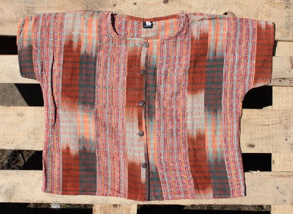 Blouse ikat Pedro, 60 cm kort, Korte mouw, Chichi - Guatemala