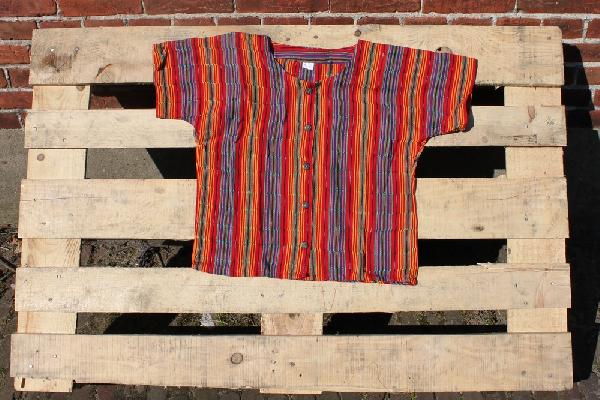 Blouse ikat Pedro, 60 cm kort, Korte mouw, Chichi - Guatemala