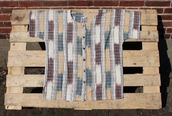 Blouse ikat Pedro, 60 cm kort, Korte mouw, Chichi - Guatemala