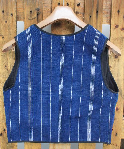 Vest Gilet, bruin of blauw, patch kort, Chichi - Guatemala