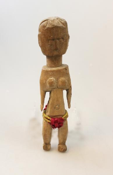 Dubbelfiguur Man en Vrouw met ijzeren Parasols uit een stuk Lobi-volk - Burkina Faso