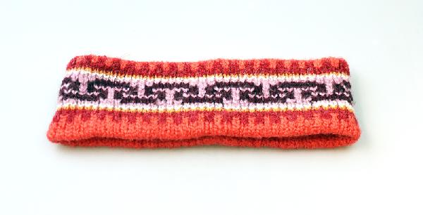 Hoofdband alpaca wol ingebreid motief/effen dik - Peru