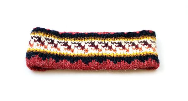 Hoofdband alpaca wol ingebreid motief/effen dik - Peru