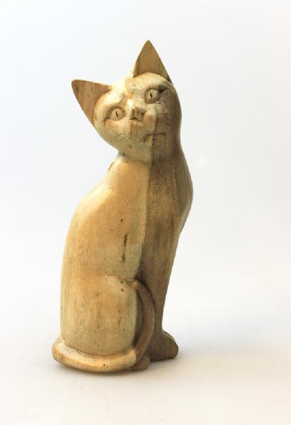 Dier Kat hout kijkt opzij 15 cm - Bali-LW Indonesie