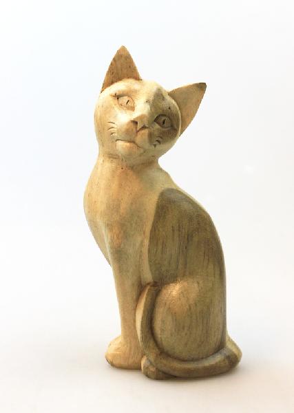 Dier Kat hout kijkt opzij 15 cm - Bali-LW Indonesie