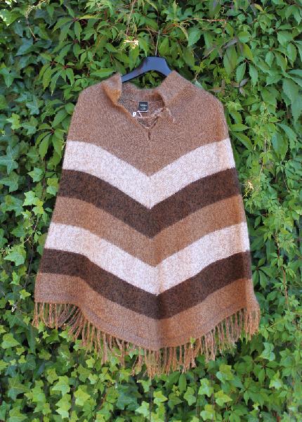 Poncho Hindu met kraag alpacawol met acryl gestreept - Peru