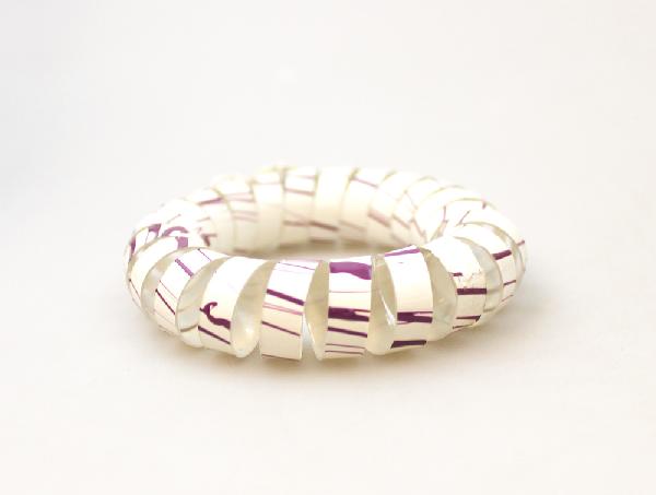 Armband gerecycled plastic wit, paars - Brazilie