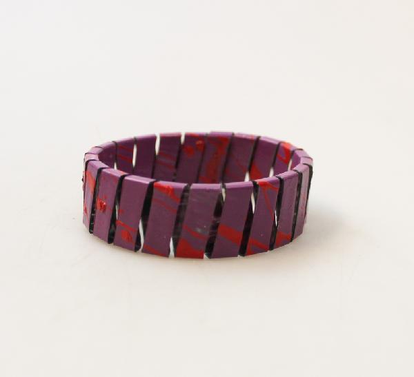Armband gerecycled plastic wit, paars - Brazilie