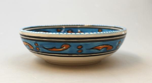 Schaal D 15cm Dina beschilderd aardewerk turquois - Tunesie