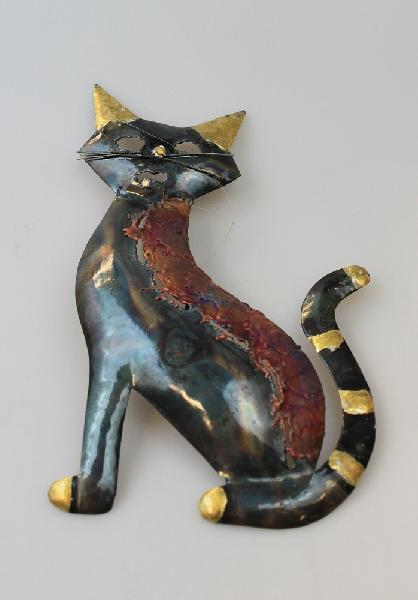 Dier Kat metaal, hanger H 20 cm - Peru