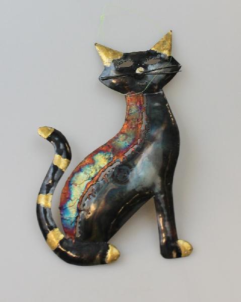 Dier Kat metaal, hanger H 20 cm - Peru