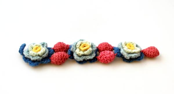 Armband gehaakte bloemen breed 3cm - Peru