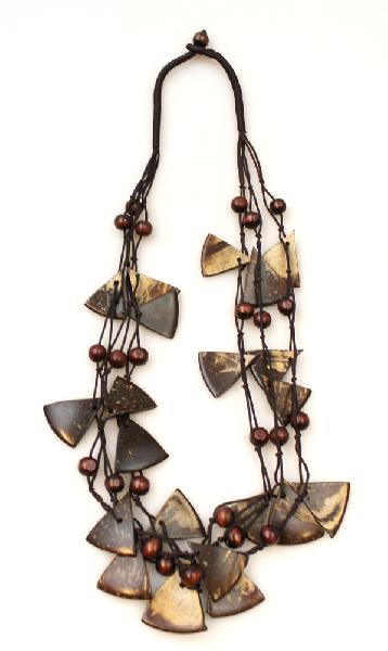 Ketting kokosnoot kralen en schijfjes naturel ca 60cm lang - Sri Lanka