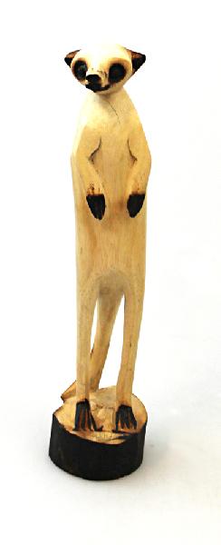 Stokstaartje, hout H 25 cm, dierfiguur - GA Zimbabwe