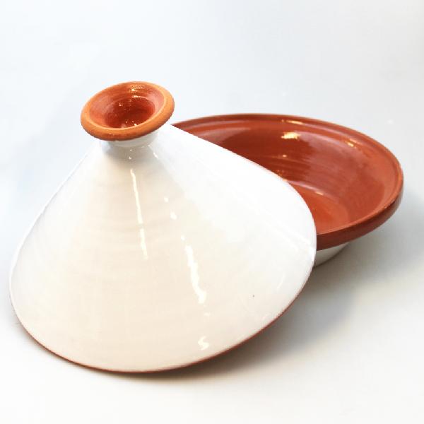 Tajine 25 cm aardewerk wit - Tunesie
